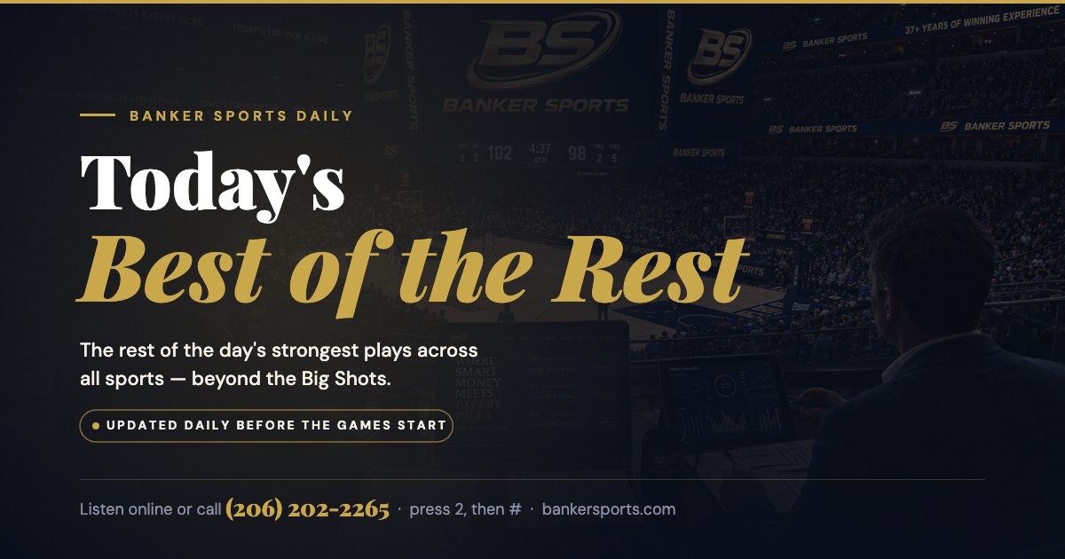 Best sports picks today: Banker Sports Best of the Rest, the rest of the day's strongest plays across all sports